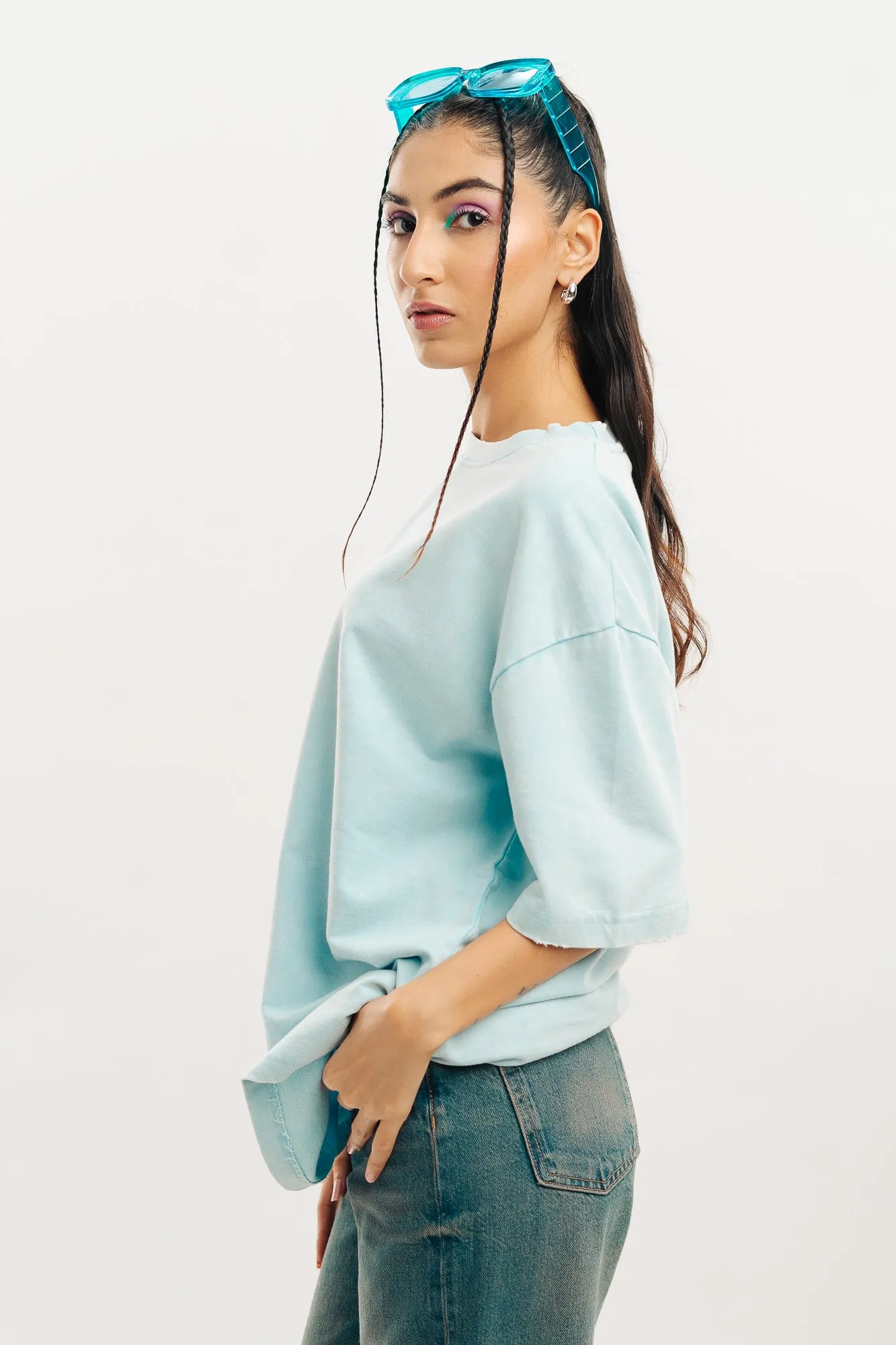 Azure Acid Wash Oversized Tees