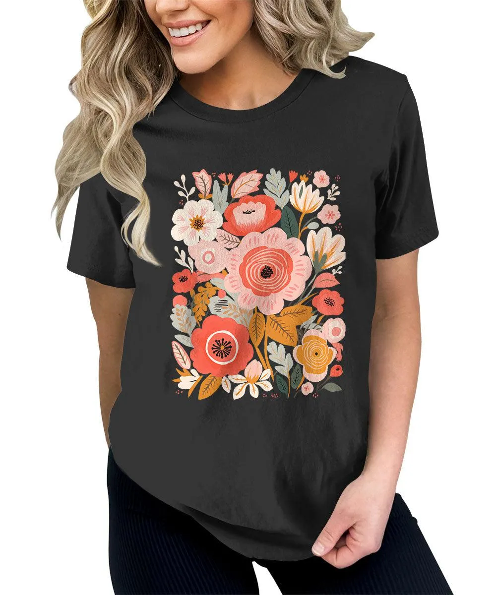 Beautiful Painted Flower  Graphic Tees For Women