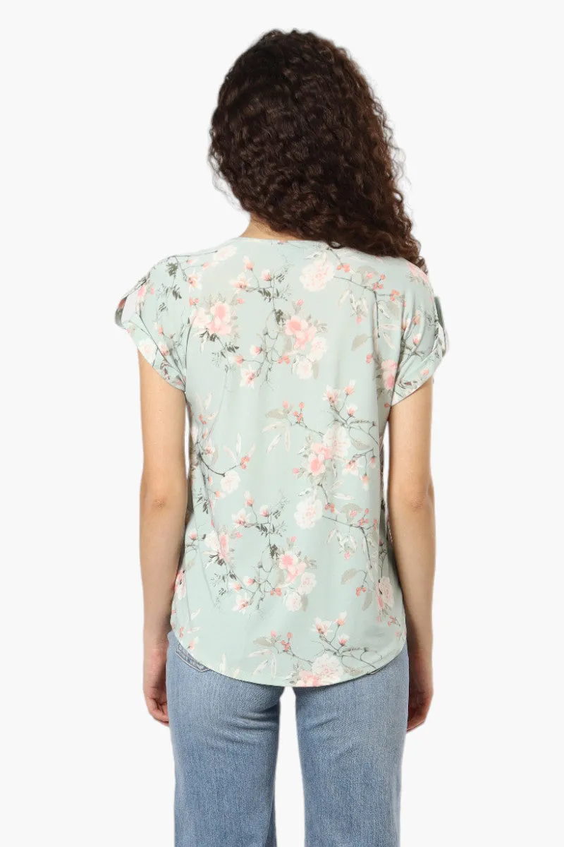 Beechers Brook Floral Half Zip Tee - Mint