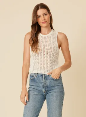 Bella Crochet Tank - White