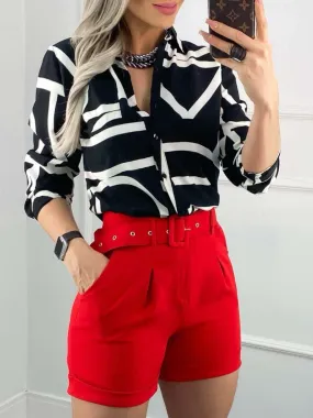 Black and White Abstract Print Blouse