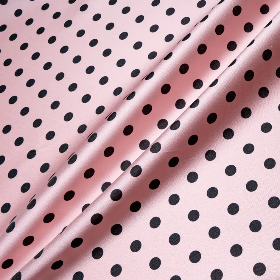 Black Spotted Candy Pink Silk Blend Mikado