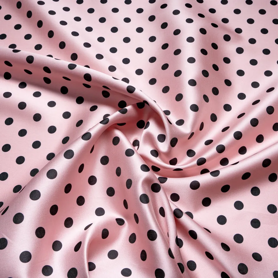 Black Spotted Candy Pink Silk Blend Mikado