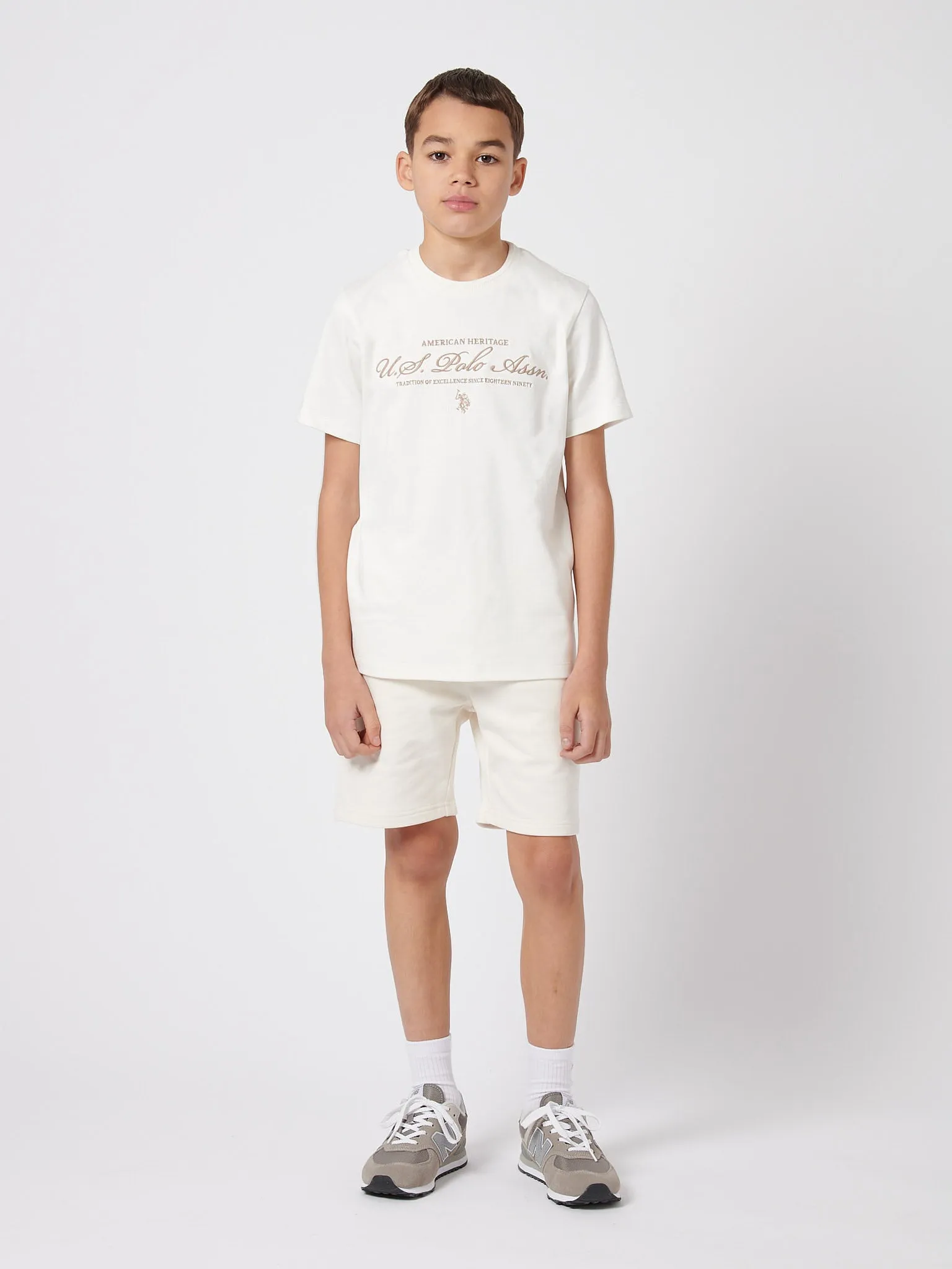 Boys Premium Embroidery Graphic T-Shirt in Whisper White