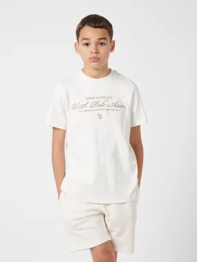 Boys Premium Embroidery Graphic T-Shirt in Whisper White