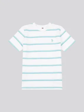 Boys Terry Stripe T-Shirt in Bright White