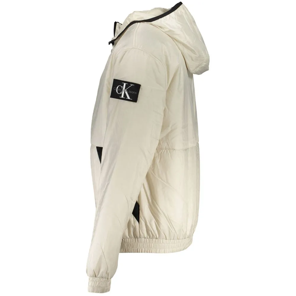 Calvin Klein Elegant Beige Hooded Jacket – Timeless Outerwear