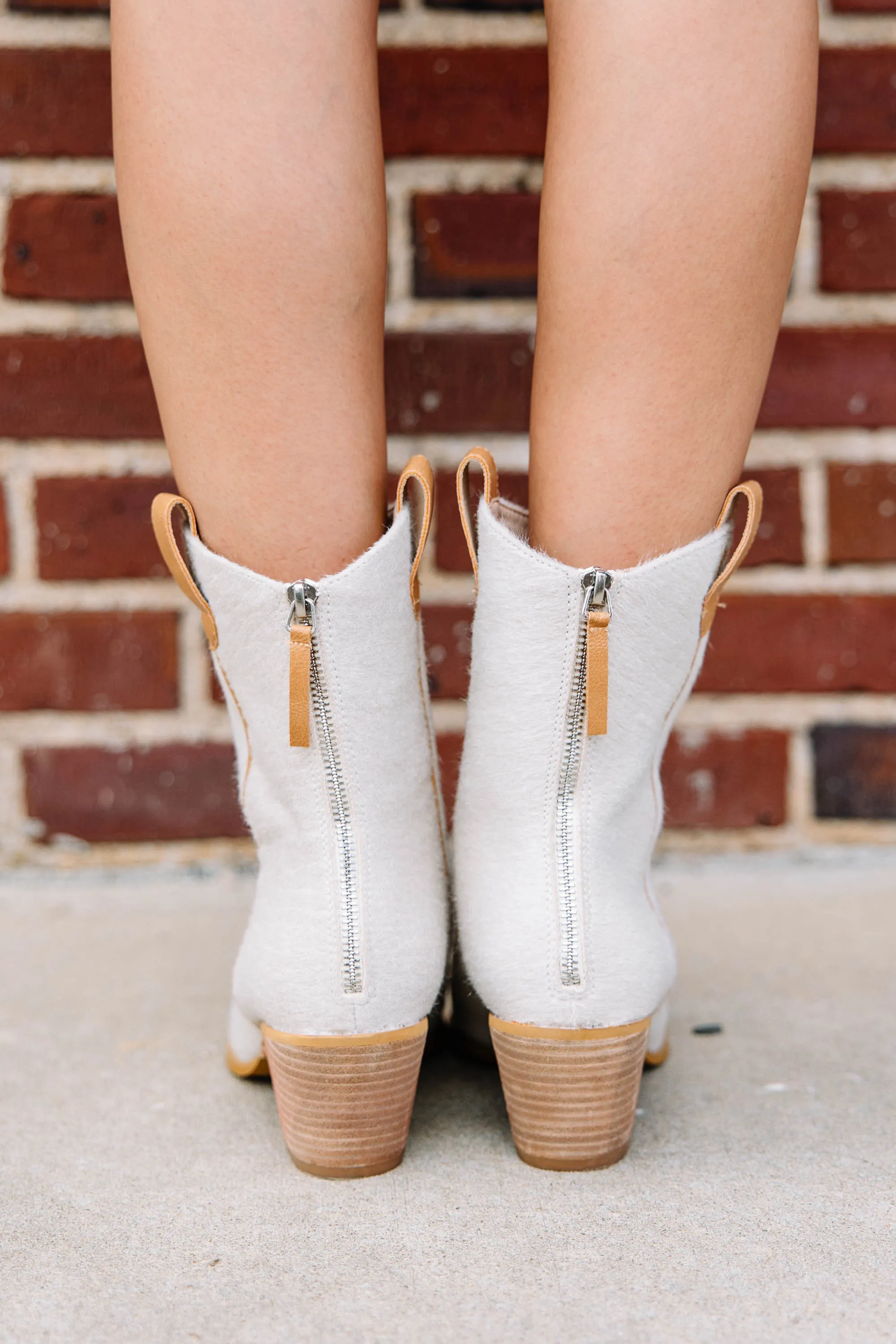 Can't Let You Go Beige White Croc Booties