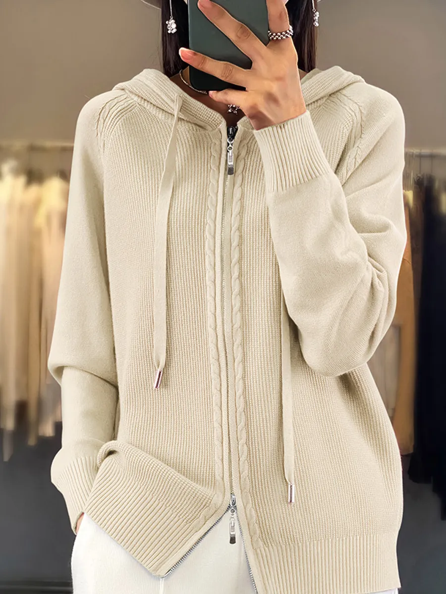 Casual Hooded Knit Cardigan