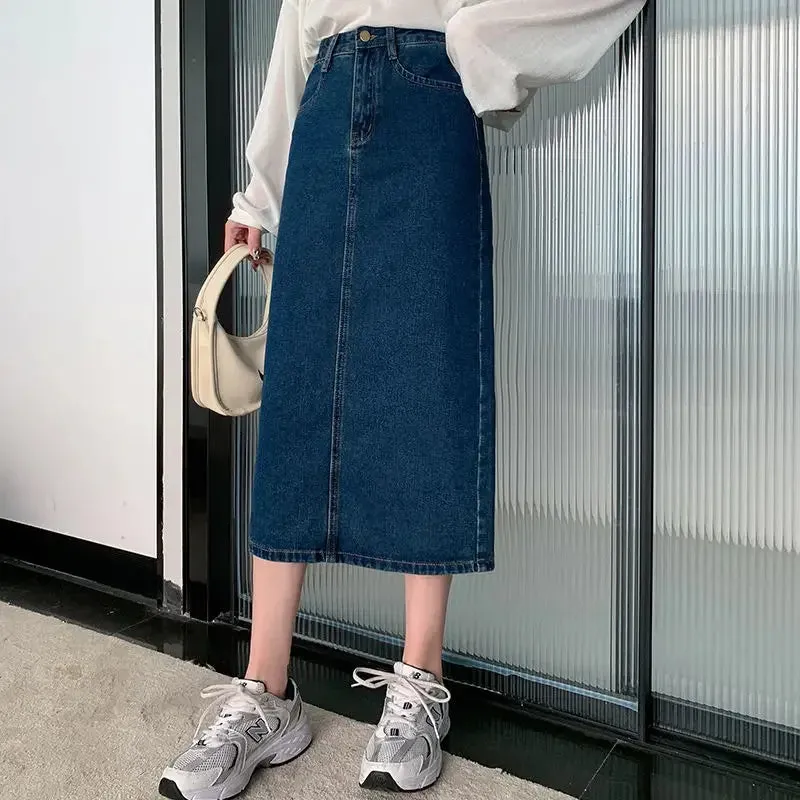 Casual Loose Korean All-Match Vintage Retro Chic Denim Skirts