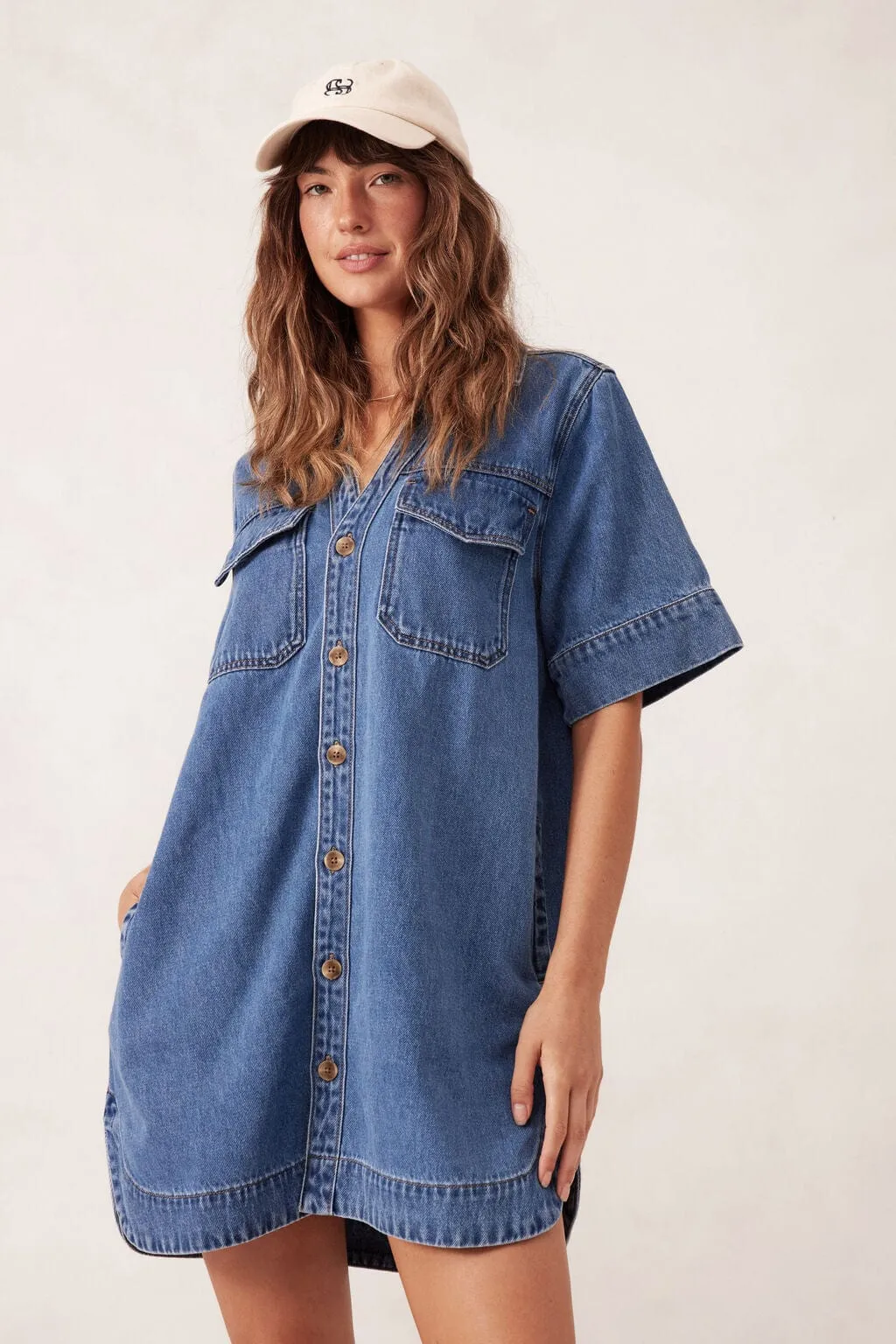 Ceres Life | Relaxed Shirt Dress - Fresh Indigo