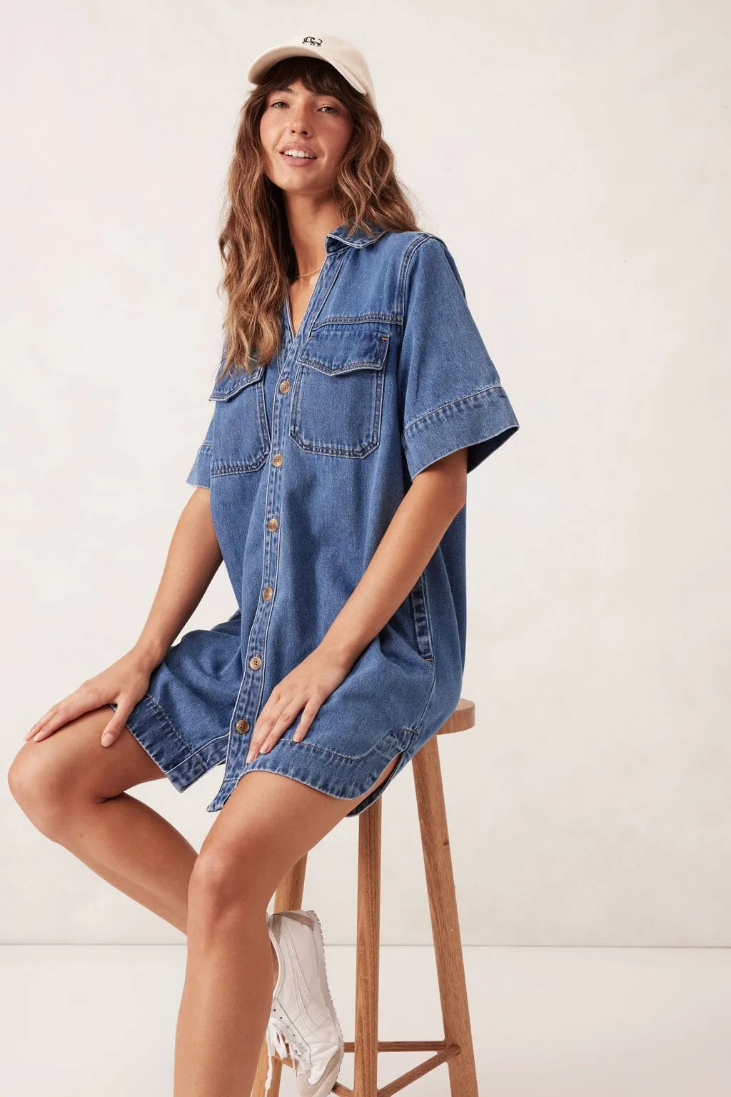 Ceres Life | Relaxed Shirt Dress - Fresh Indigo