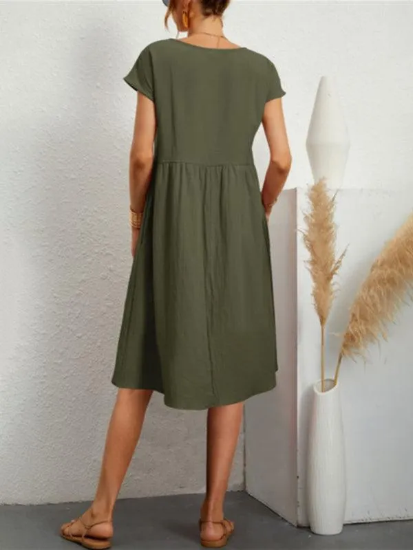 Chic Women's A-Line Dress in Cotton and Linen by Jakoto