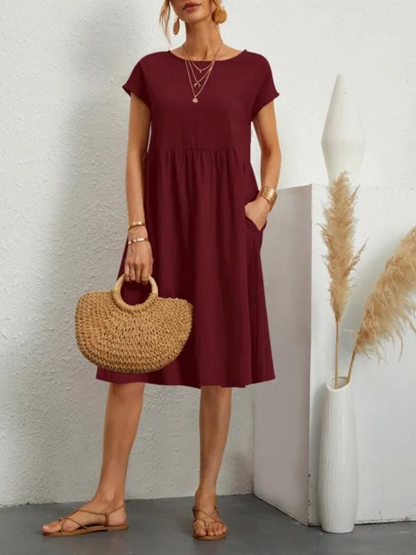 Chic Women's A-Line Dress in Cotton and Linen by Jakoto