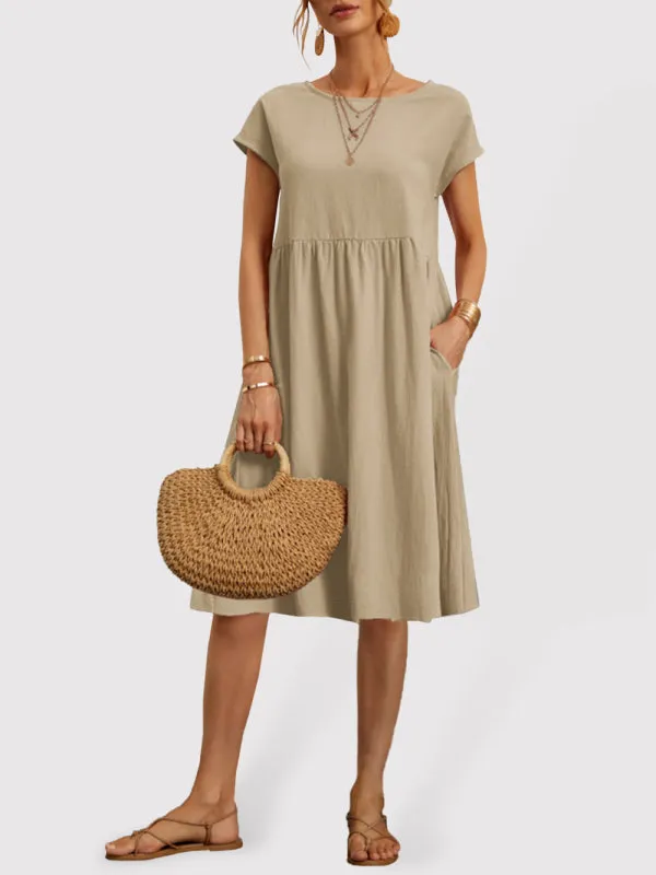 Chic Women's A-Line Dress in Cotton and Linen by Jakoto