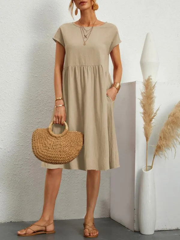 Chic Women's A-Line Dress in Cotton and Linen by Jakoto