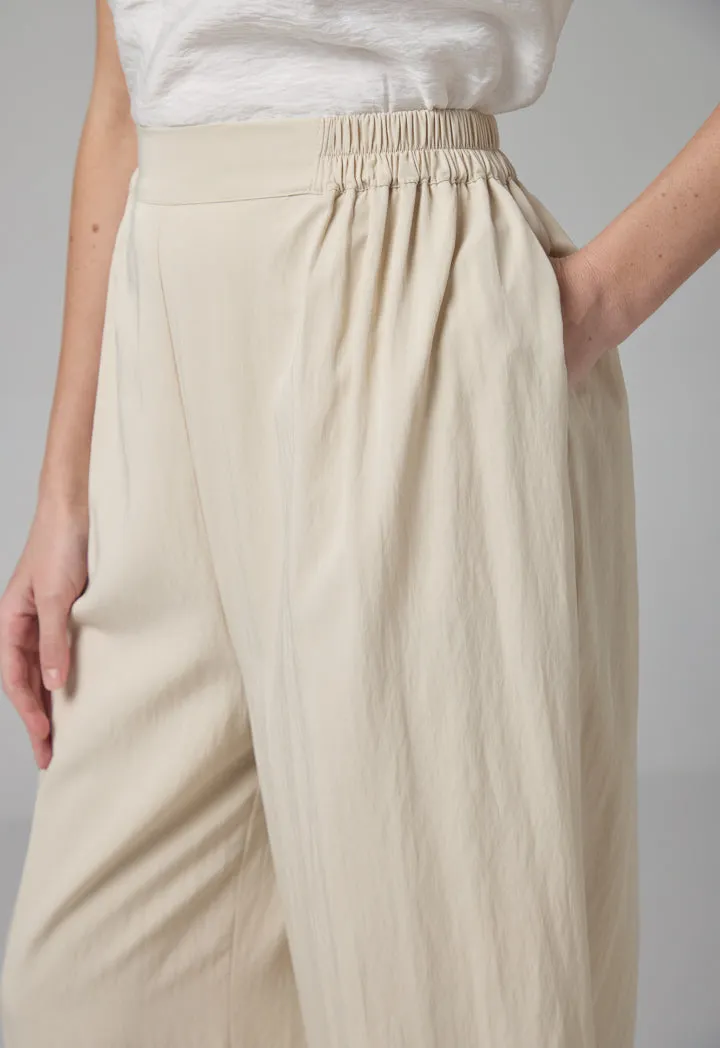 Choice Straight Wide Leg Basic Trousers Beige