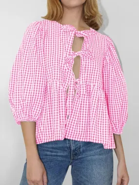 Clarissa - Stylish Printed Plaid Tie Shirt for Women