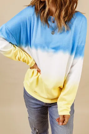 Color Block Tie Dye Pullover Sweatshirt