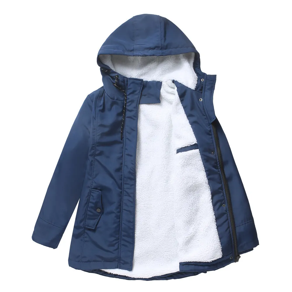 Comfortable Elegant Women's Fleece Thickened Hooded Coats