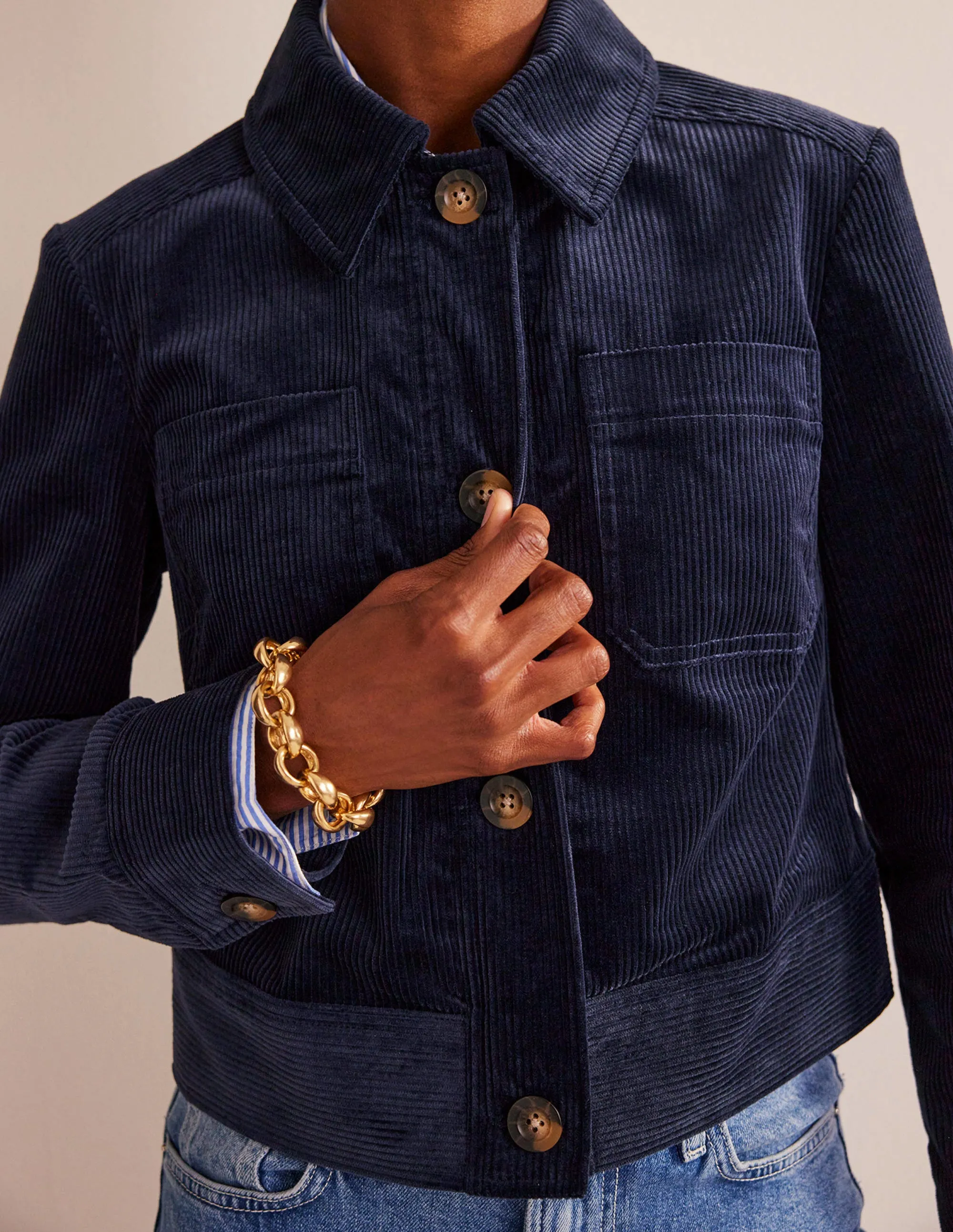 Corduroy Jacket-Navy