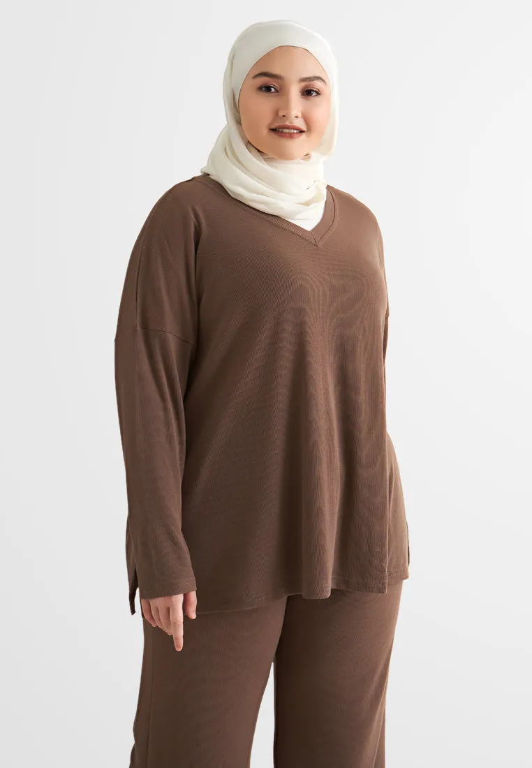 Corrine Comfy Ribbed V-Neck Top