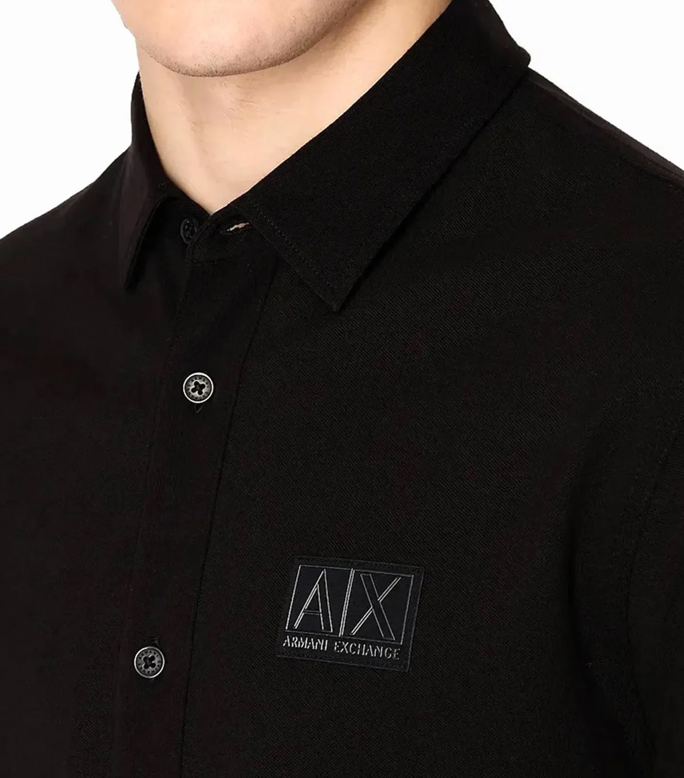 Cotton AX Badge Logo Shirt Black