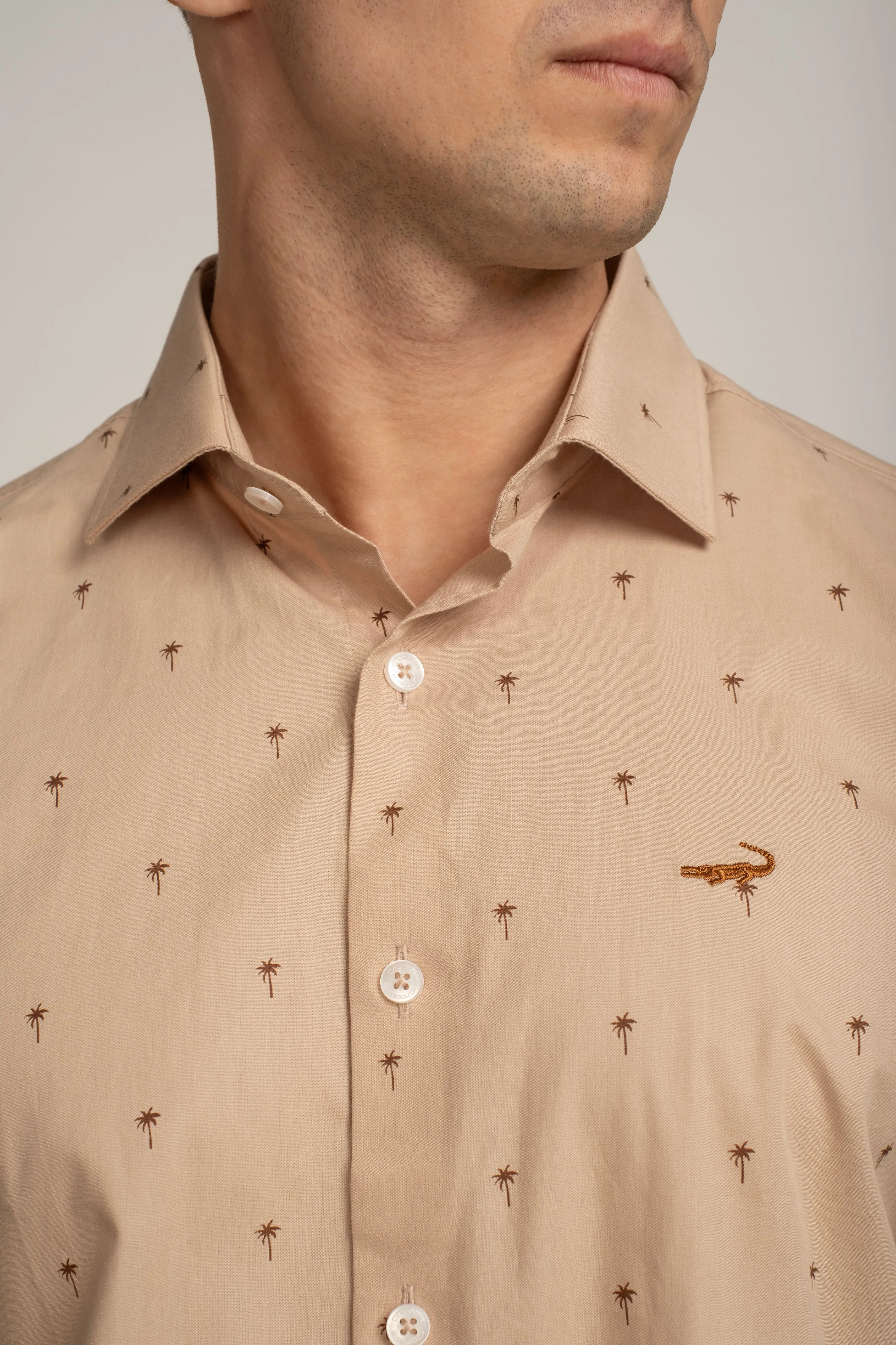 Crocodile Lesure Fit Semi Casual HS Shirt Tobacco Brown