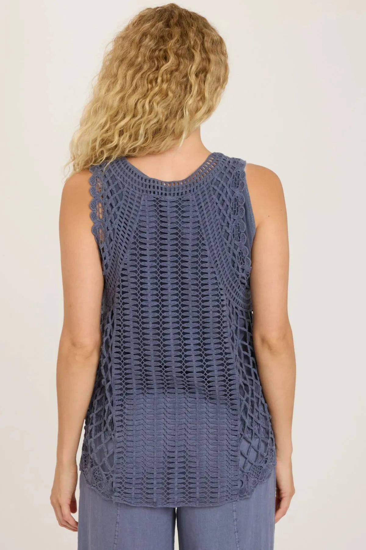 Denim Blue Crochet Tank Top