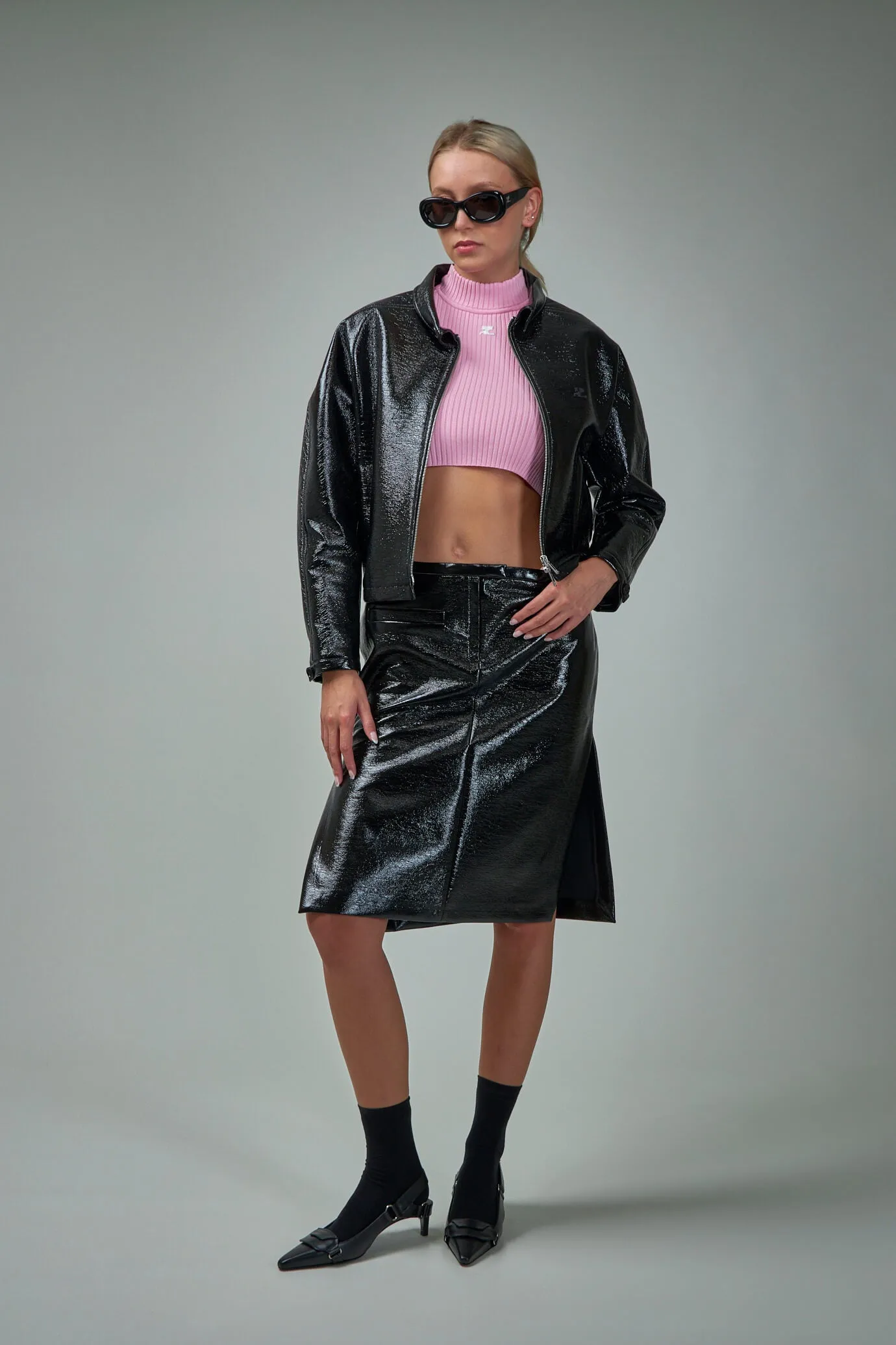 Double Slits Vinyl Skirt