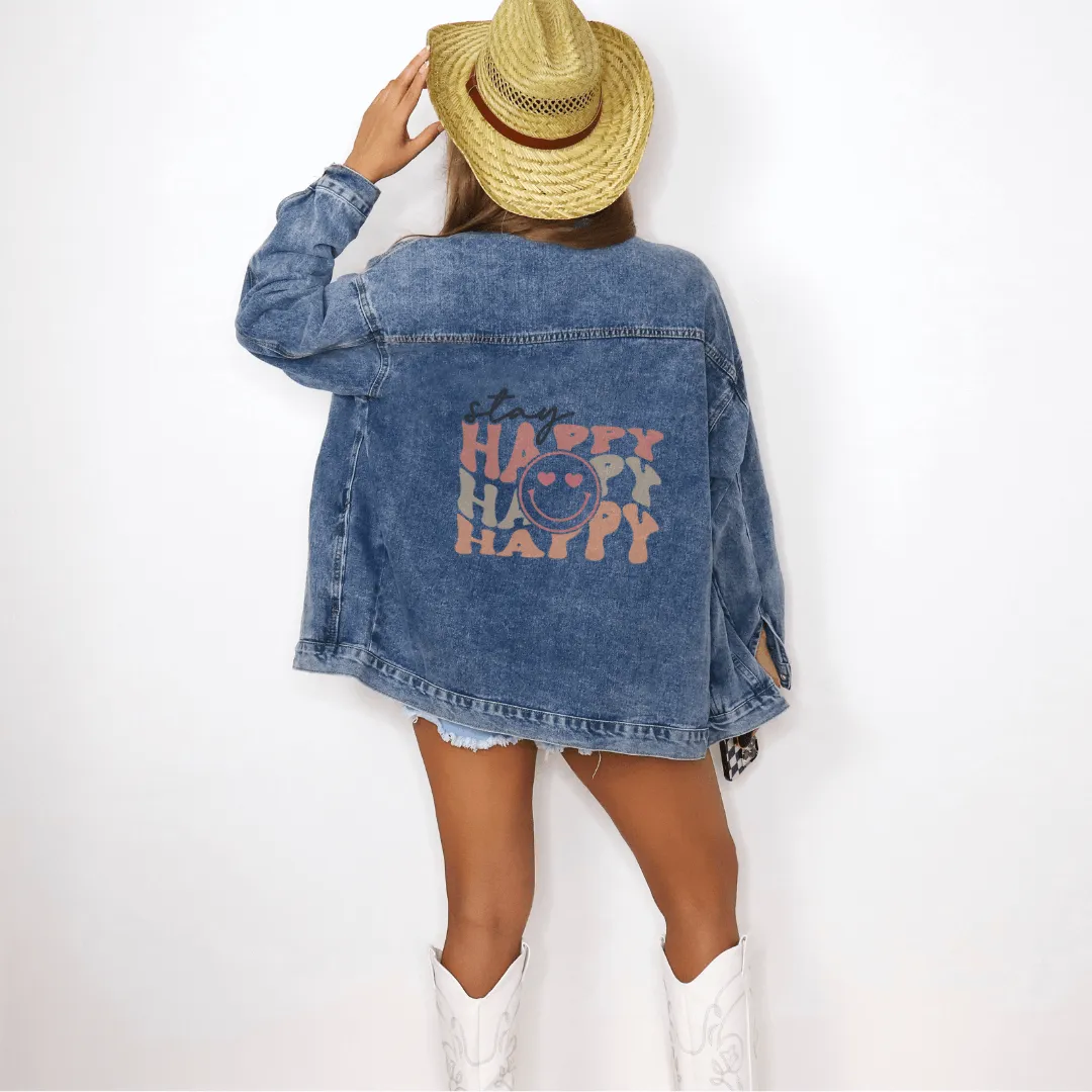 ELEVATED SPIRIT | STAY HAPPY DENIM JACKET