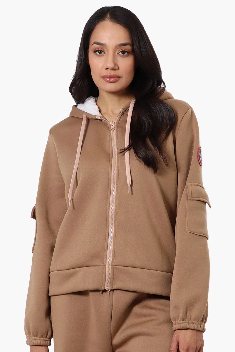 Fahrenheit Sherpa Lined Hood Zip Up Hoodie - Camel