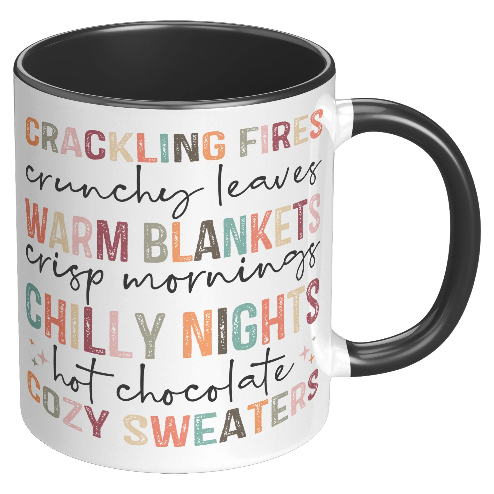 Fall Stuff, Fires, Sweaters, Hot Chocolate...11oz Plain or Color Accent Coffee Mug