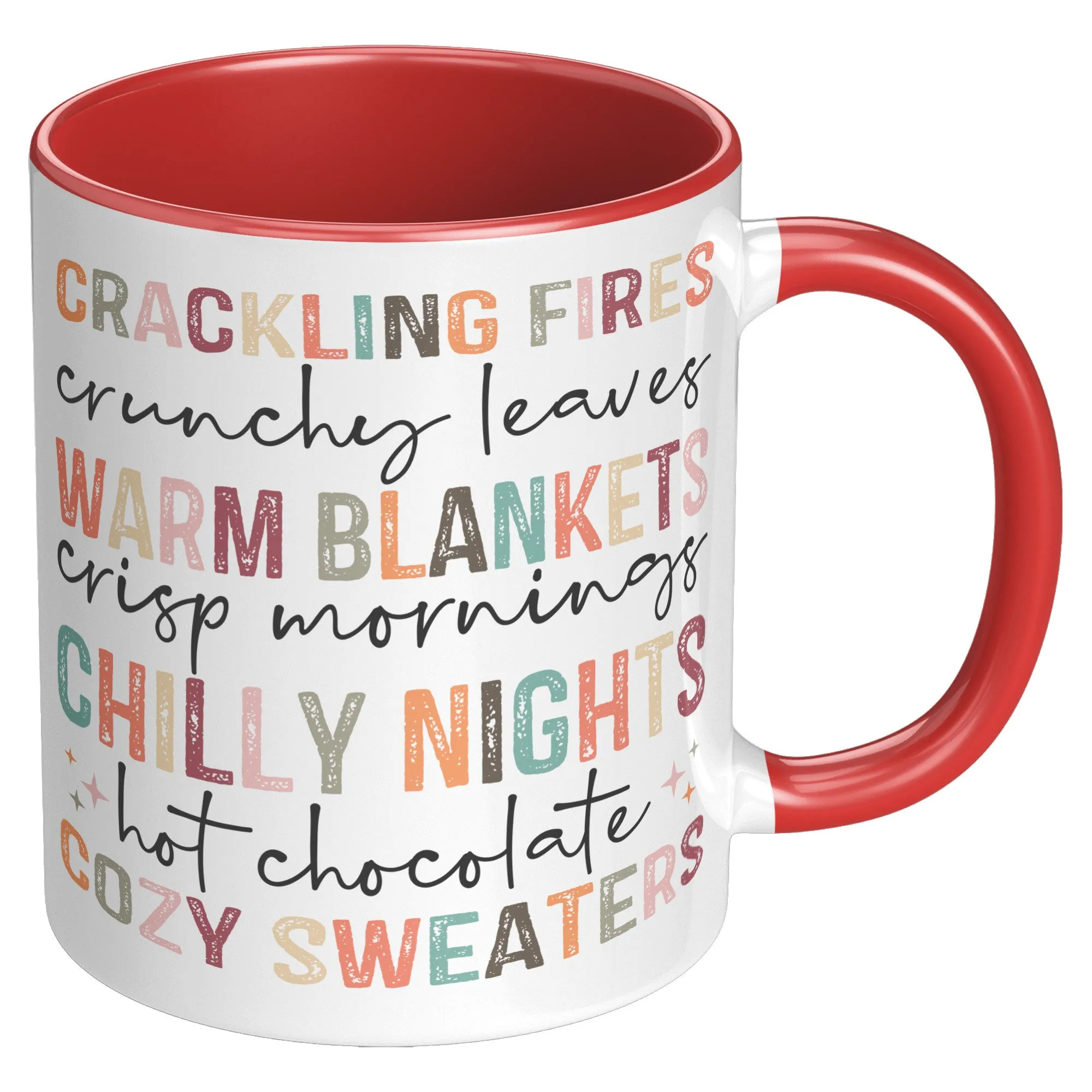 Fall Stuff, Fires, Sweaters, Hot Chocolate...11oz Plain or Color Accent Coffee Mug