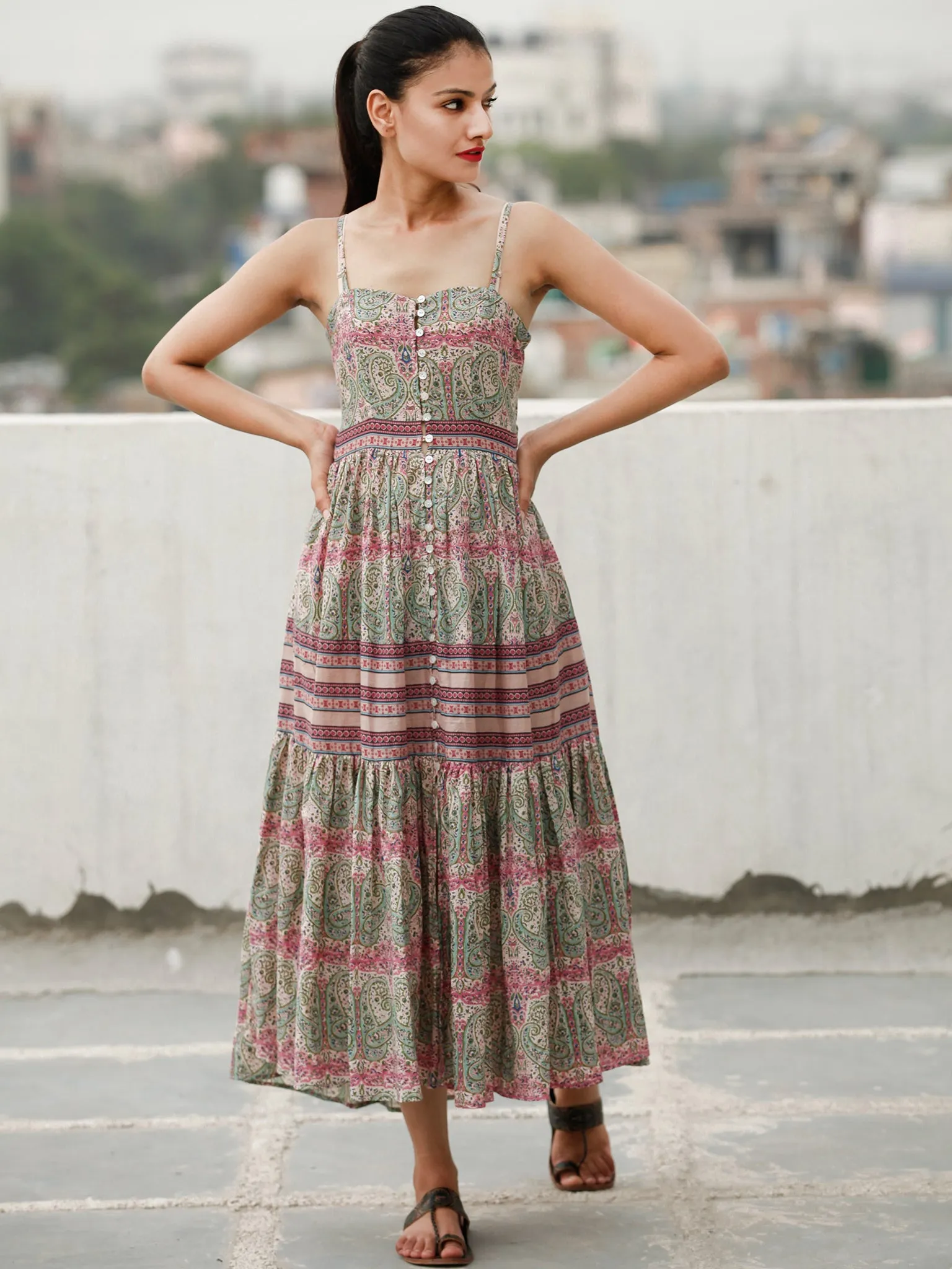 Fresh Moods  - Block Printed Cotton Long Dress  - D371F1879