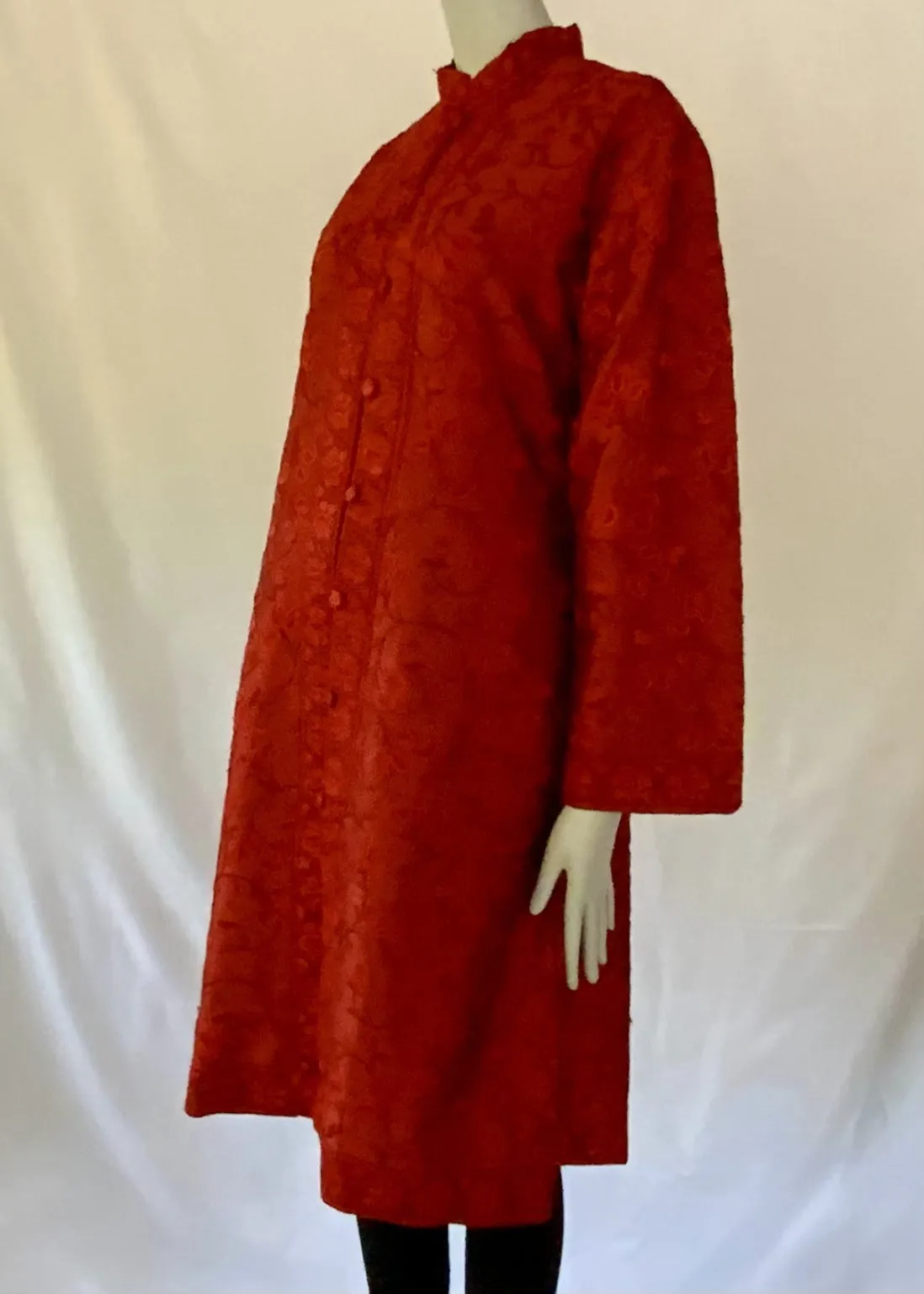 Hand Embroidered Long Jacket -  Red