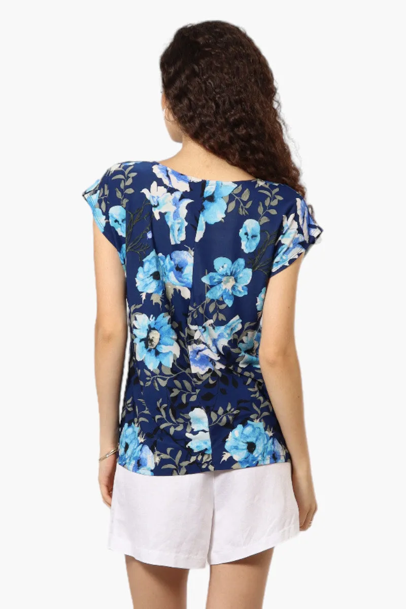 Impress Floral Cap Sleeve Tee - Navy