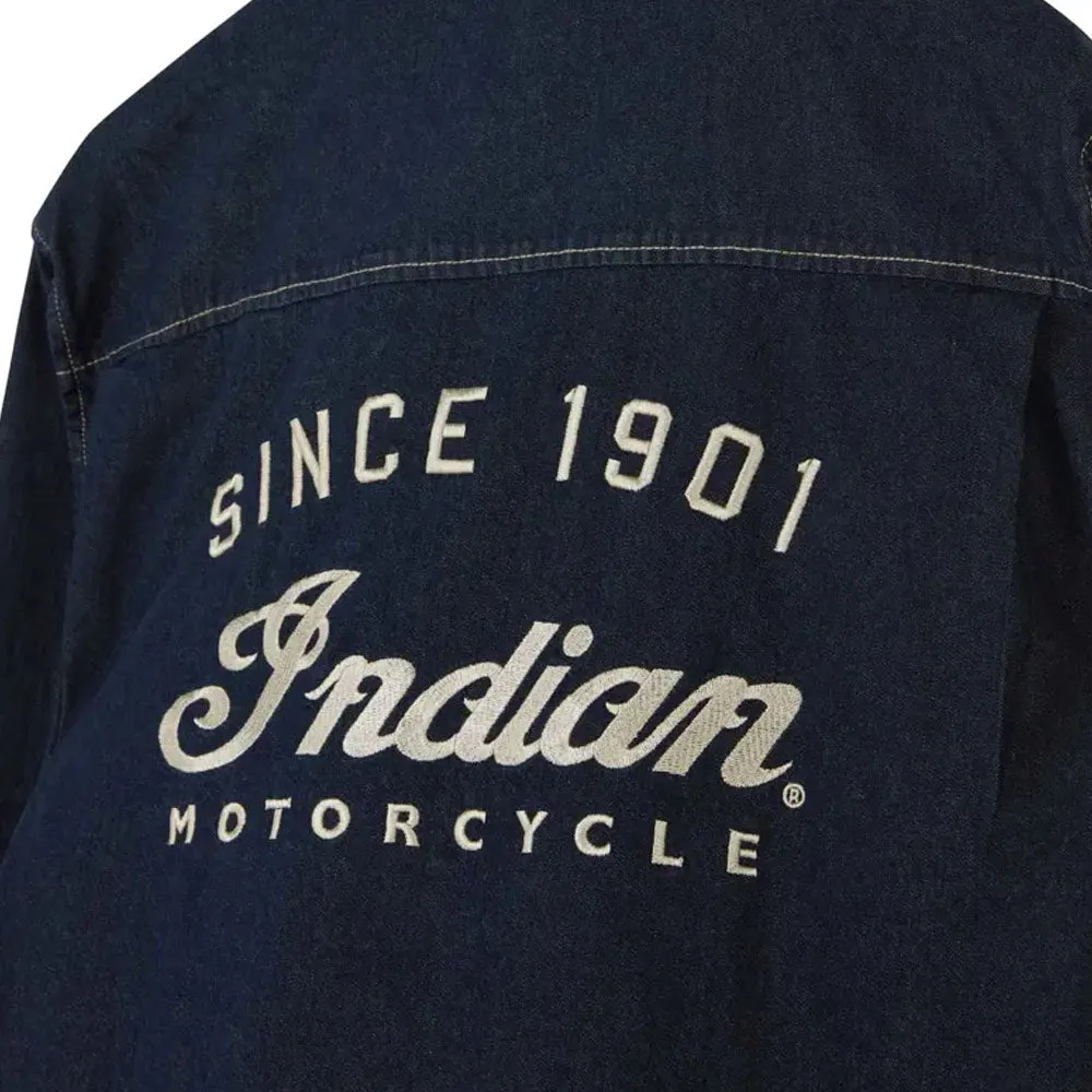 Indian Motorcycle  Mens Heritage Denim Shirt Durable Comfortable Cotton Navy