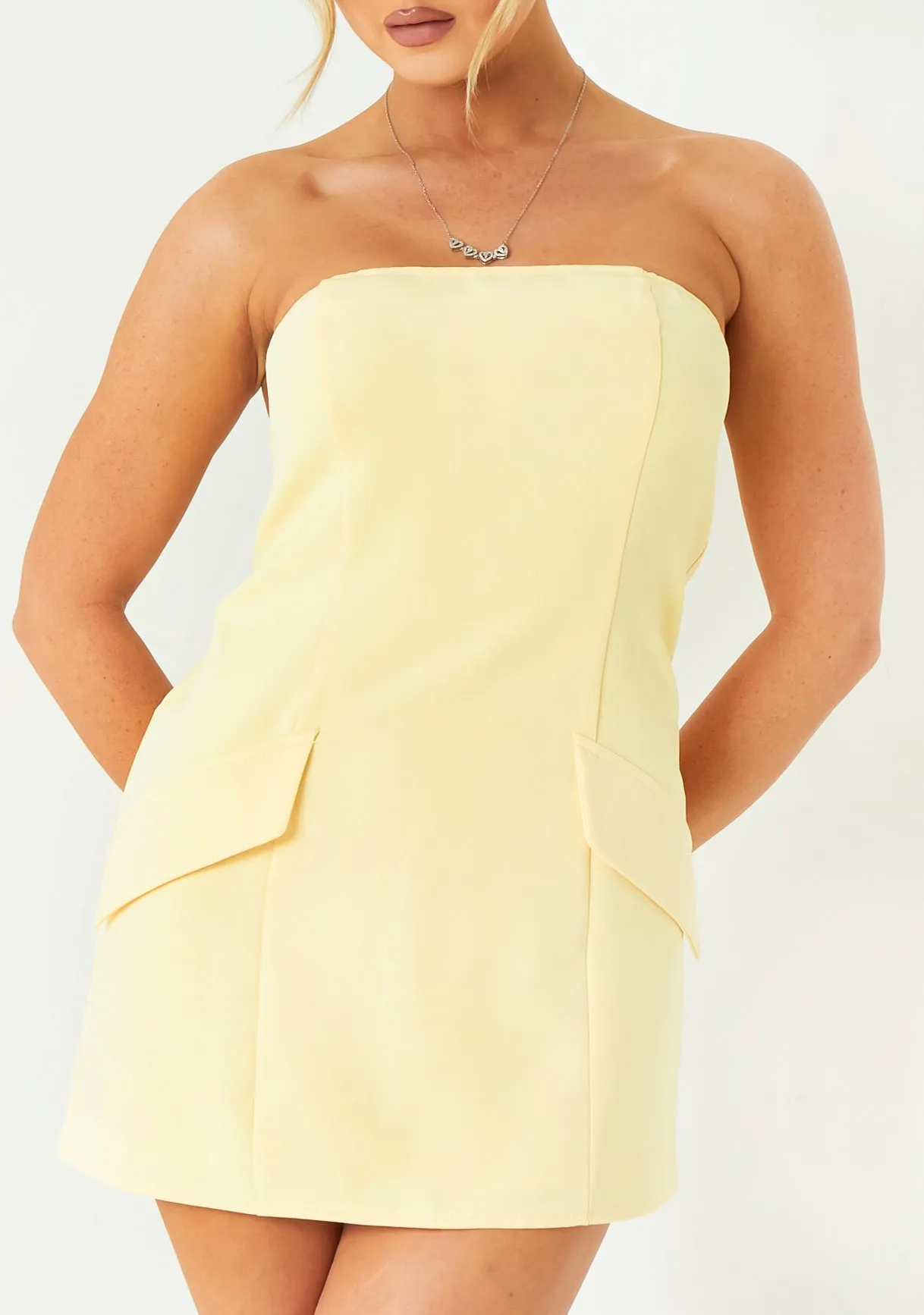 Jasmine Lemon Tailored Bandeau Mini Dress