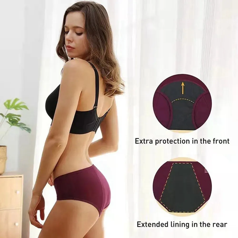 Leak-Proof Menstrual Panties for Women, Plus Size Cotton Period Underwear, XS-3XL