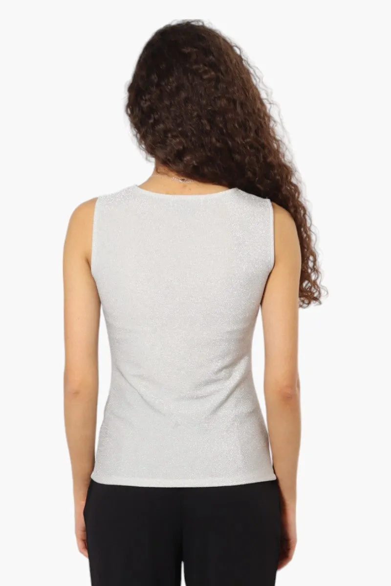 Limite Lurex Cowl Neck Tank Top - White