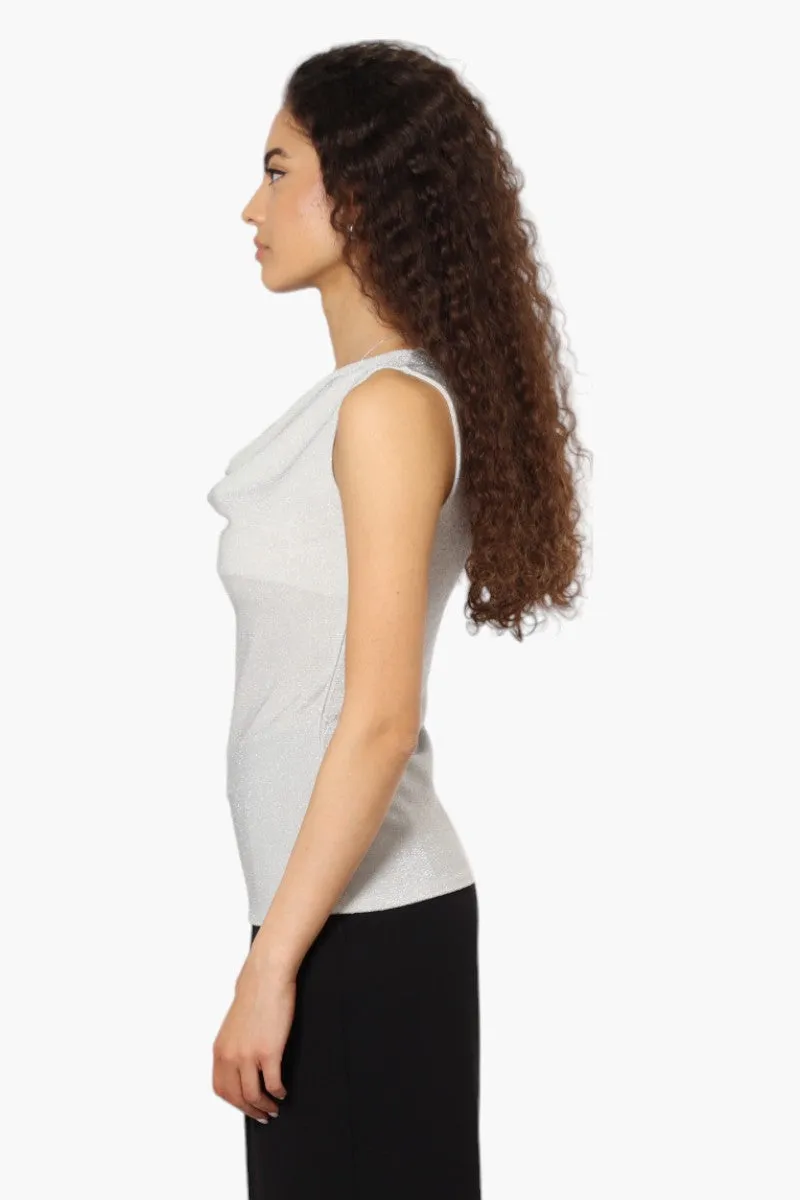 Limite Lurex Cowl Neck Tank Top - White