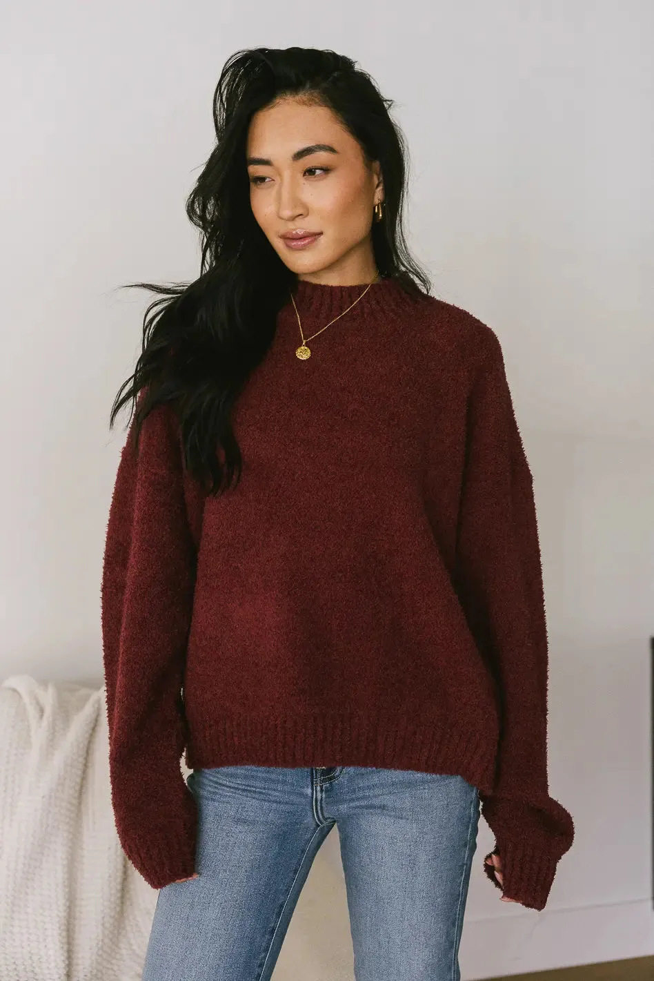 Madilyn Cozy Sweater in Wine - FINAL SALE