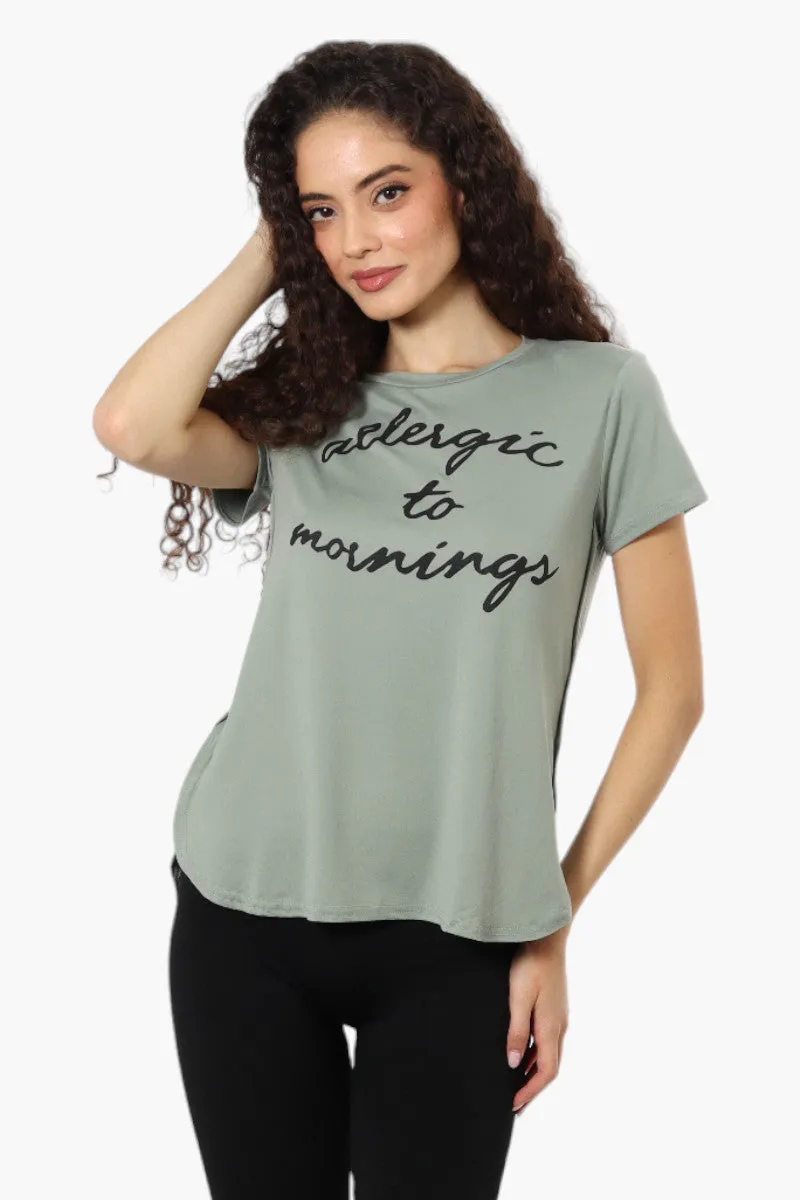 Magazine Allergic To Mornings Print Tee - Olive