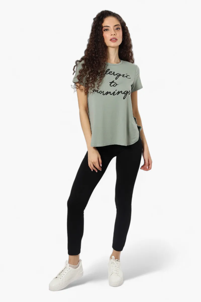 Magazine Allergic To Mornings Print Tee - Olive