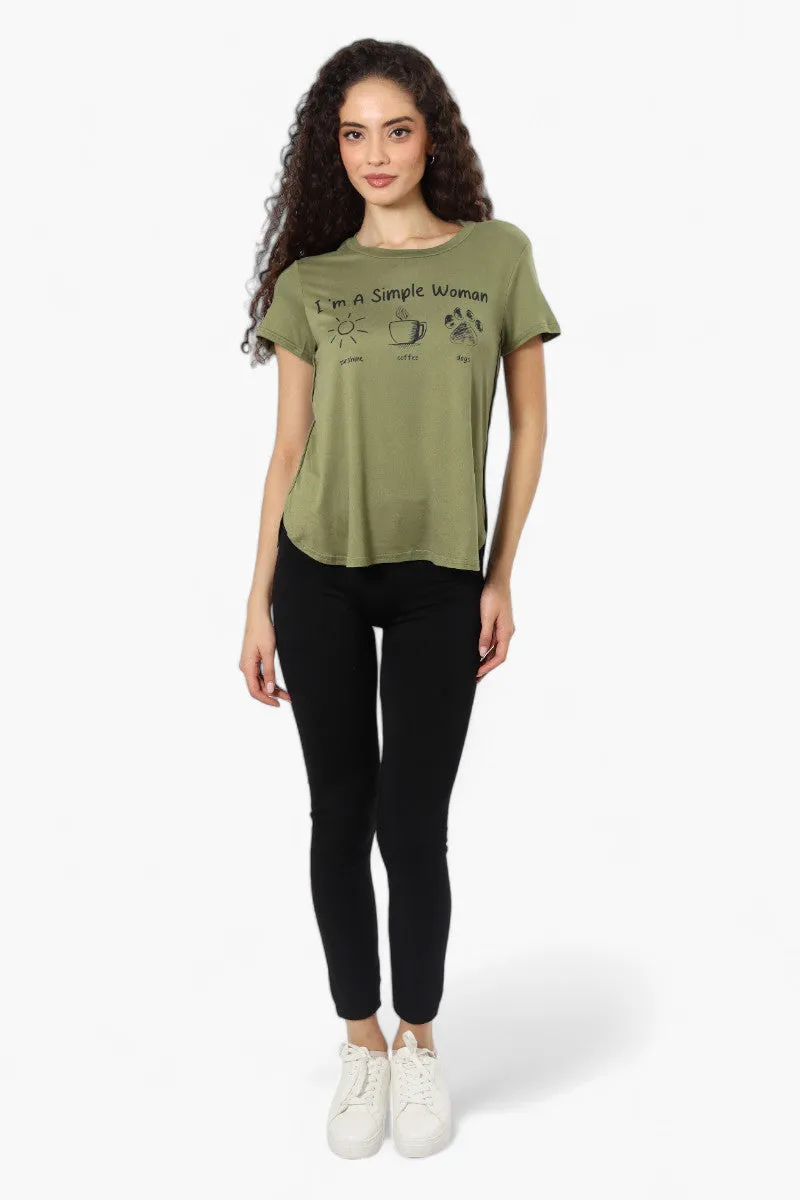 Magazine Sunshine Coffee And Dogs Print Tee - Olive