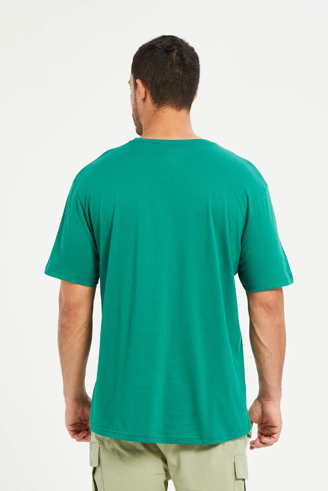 Men Green Graphic Short Sleeve T-Shirt