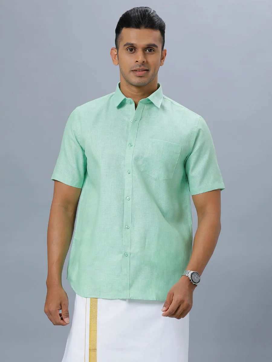 Mens Cotton Blend Half Sleeves Shirt Pista Green T25 TA3