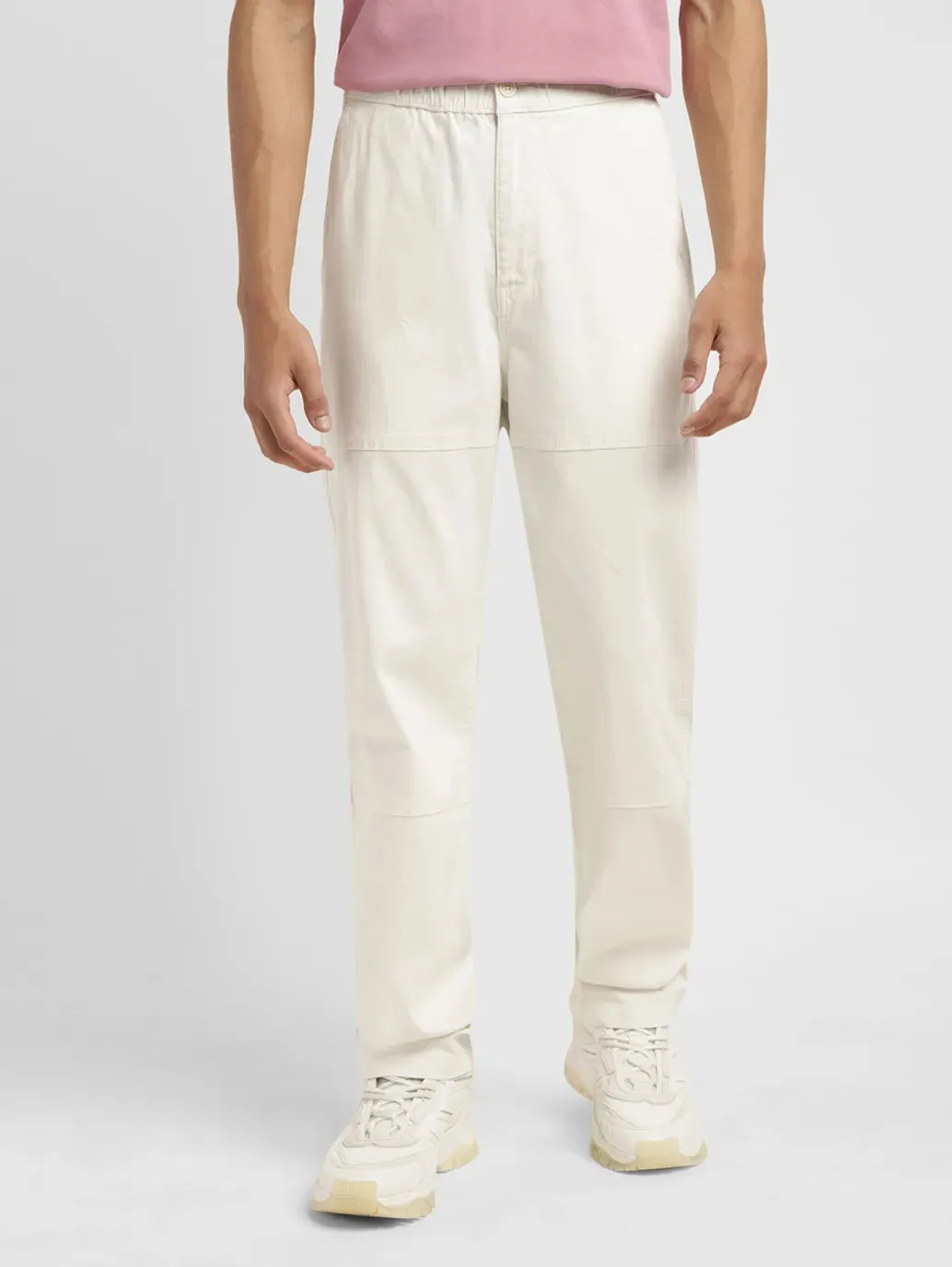 Men's Cream Regular Fit Joggers