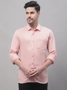 Men's Light Pink Casual Knit Jersey Full Sleeve Shirt